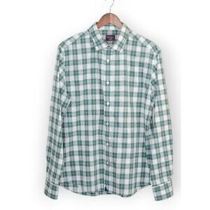 UNTUCKIT Green Blue White Plaid Slim Fit Button Down Men's Sz. M